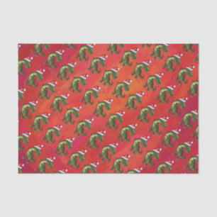 Papel De Seda Teste padrão de Fextive TRex Dino no vermelho