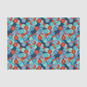 Papel De Seda Teste padrão de flor do art deco - azul, turquesa