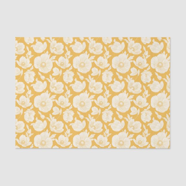 Papel De Seda Teste padrão de flor dourado (Frente )