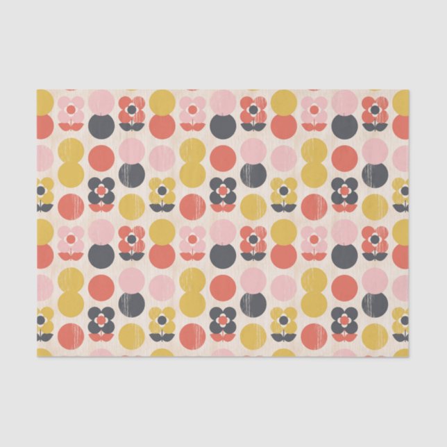 Papel De Seda Teste padrão de flor moderno do meio século (Frente )