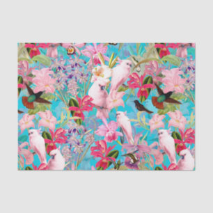 Papel De Seda Teste padrão de flor tropical cor-de-rosa do