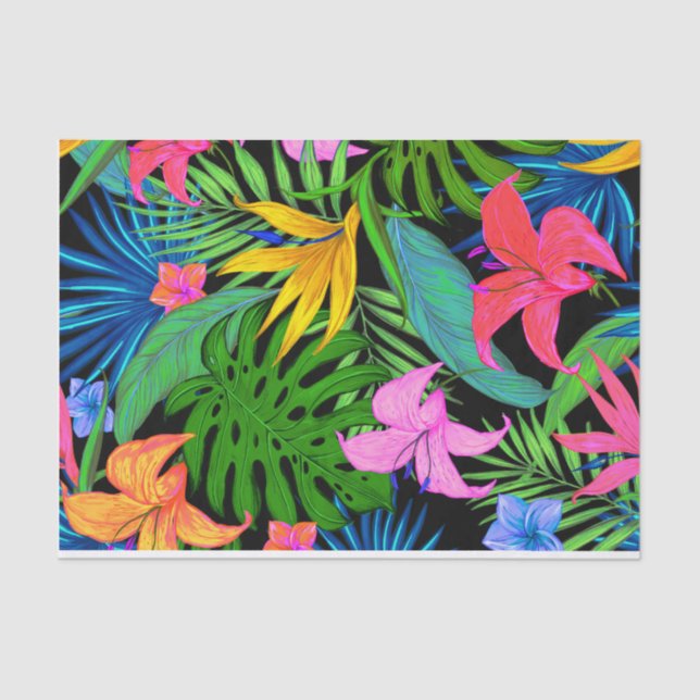 Papel De Seda Teste padrão de flor tropical havaiano (Frente )