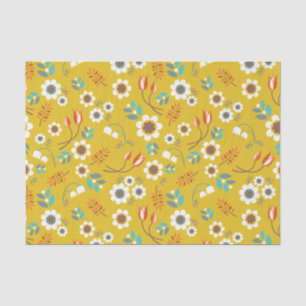 Papel De Seda Teste padrão de flores floral do amarelo da