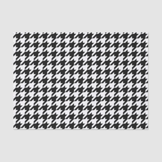 Papel De Seda Teste padrão de Houndstooth preto e branco (Frente )