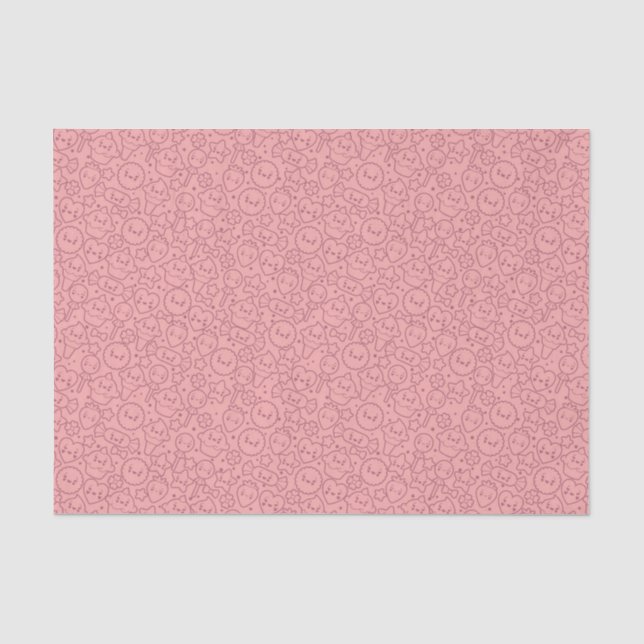 Papel De Seda Teste padrão de Kawaii com bolos bonitos (Frente )