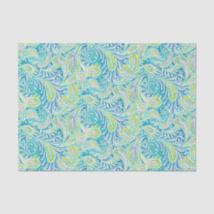 Papel De Seda Teste padrão de Paisley de turquesa
