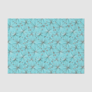 Papel De Seda Teste padrão de Sputnik do meio século, azul do