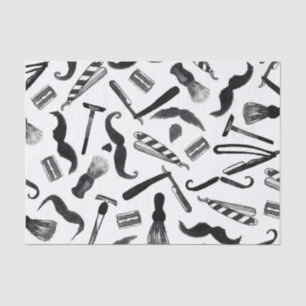 Papel De Seda Teste padrão do barbeiro da aguarela do barbeador