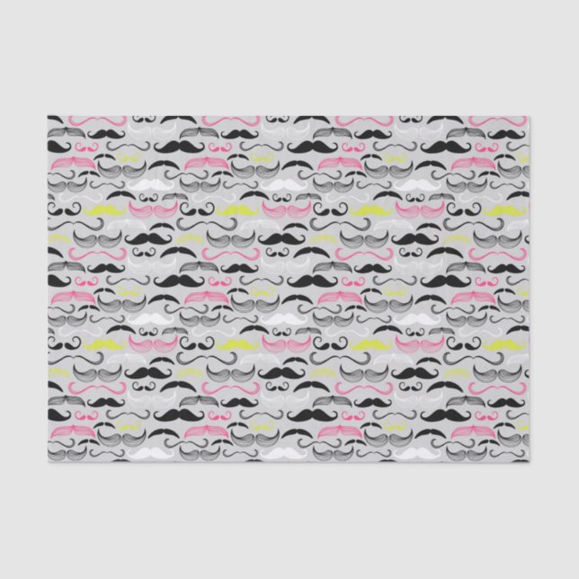 Papel De Seda Teste padrão do bigode, estilo retro (Frente )