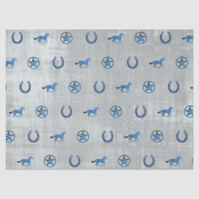 Papel De Seda Teste padrão do cavalo (azul) (Frente )