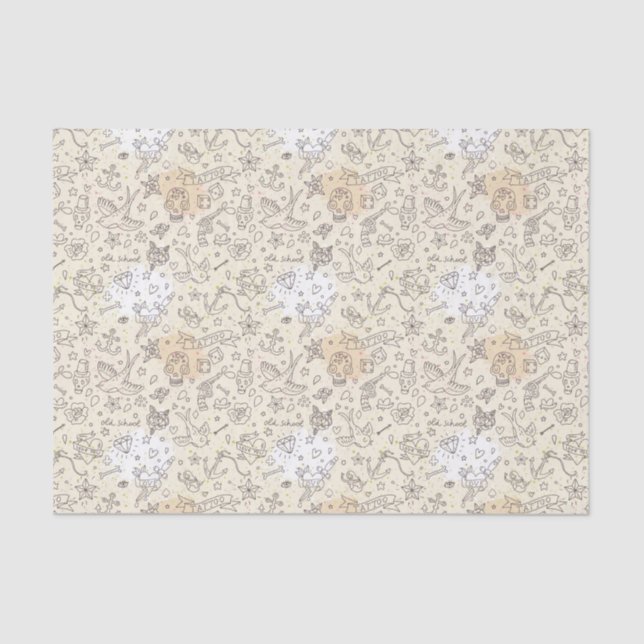 Papel De Seda Teste padrão do conceito do tatuagem (Frente )