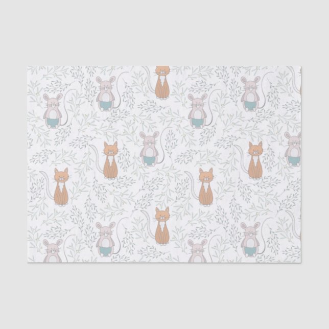 Papel De Seda Teste padrão do gato & do rato (Frente )
