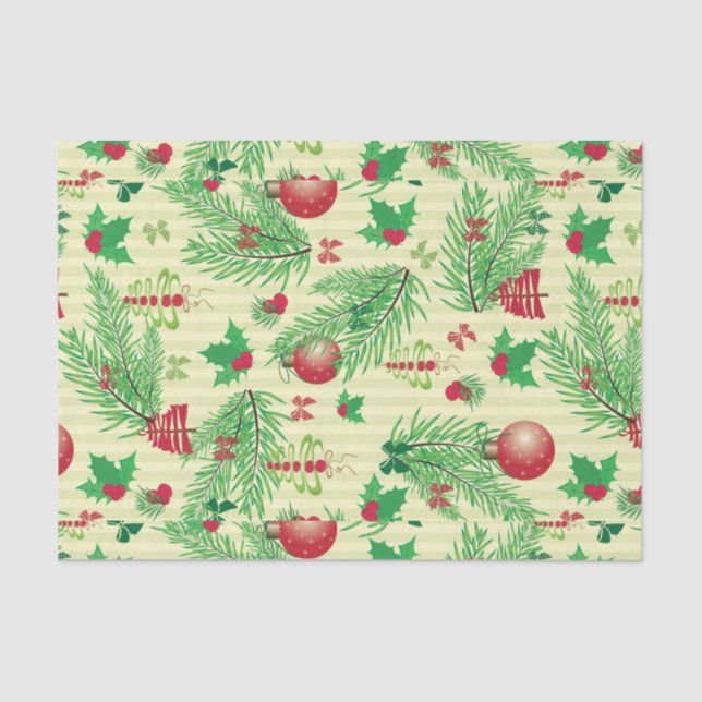 Papel De Seda Teste padrão do natal vintage (Frente )