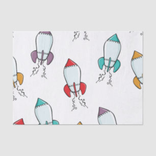Papel De Seda Teste padrão do navio de Rocket dos desenhos