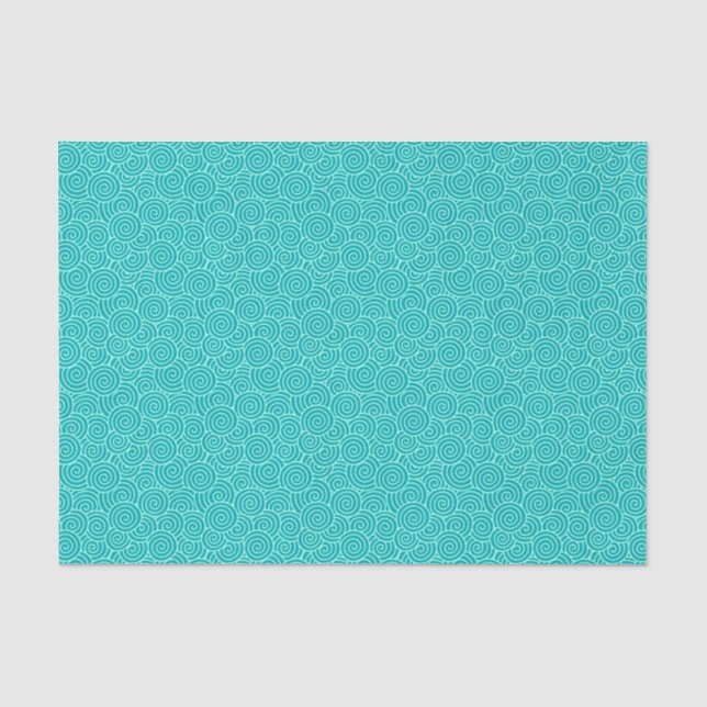 Papel De Seda Teste padrão do redemoinho do japonês - turquesa e (Frente )