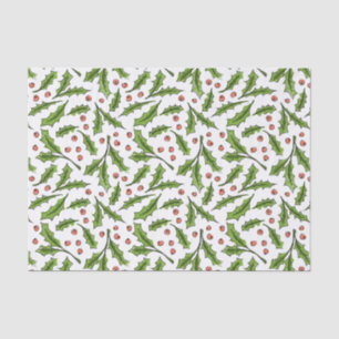 Papel De Seda Teste padrão do Sprig da baga do azevinho