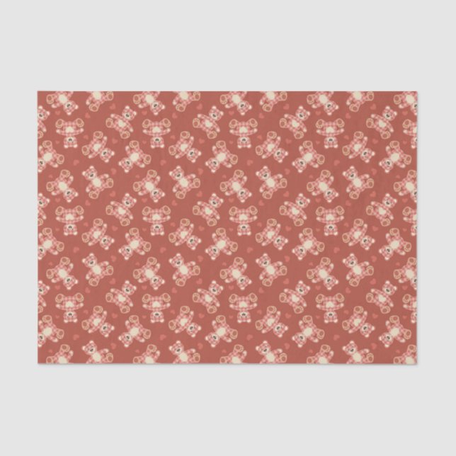 Papel De Seda teste padrão dos retalhos do urso (Frente )