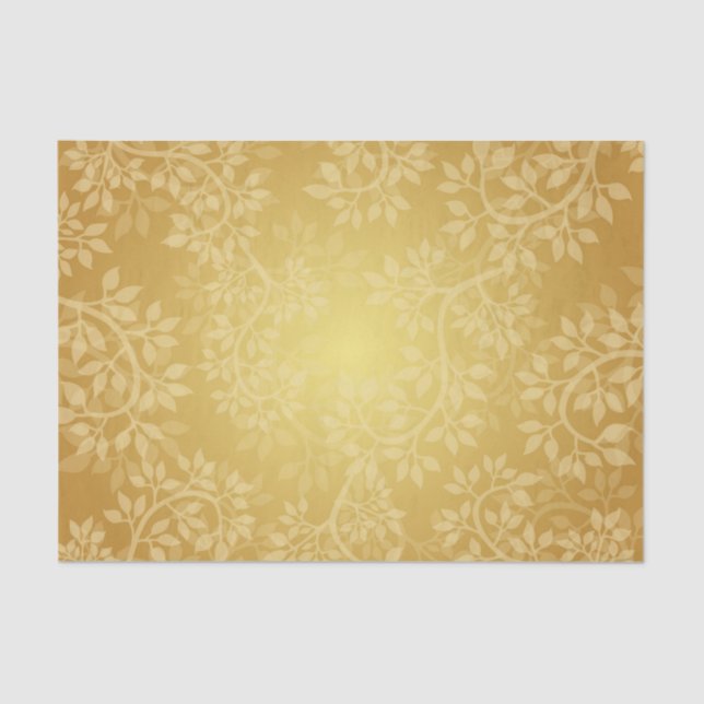 Papel De Seda Teste padrão dourado brilhante da folha e da (Frente )