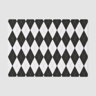 Papel De Seda Teste padrão Dourado do branco Argyle do preto