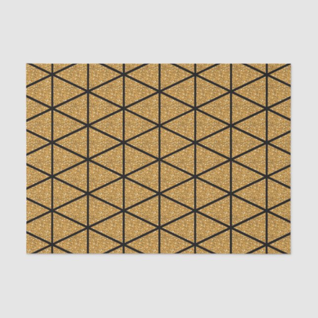 Papel De Seda Teste padrão Dourado do triângulo (Frente )