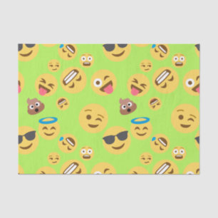Papel De Seda Teste padrão engraçado de Emoji (verde)