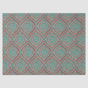 Papel De Seda Teste padrão étnico chique de Ogee no marrom, na