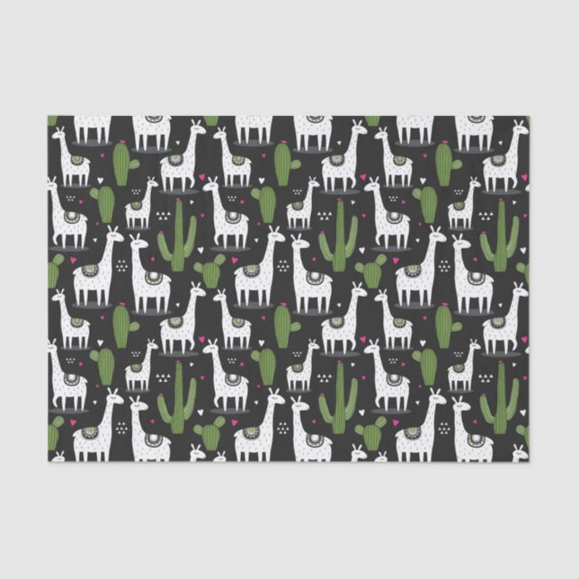 Papel De Seda Teste padrão feliz do lama (Frente )