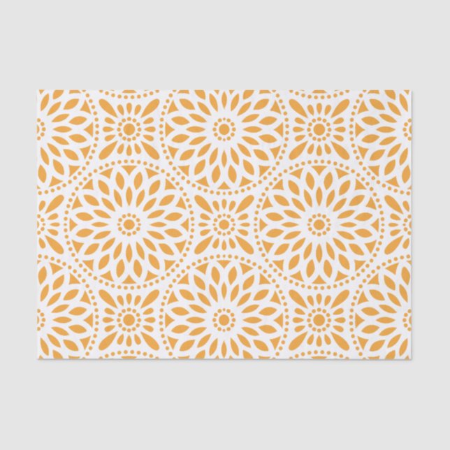 Papel De Seda Teste padrão floral amarelo alaranjado (Frente )