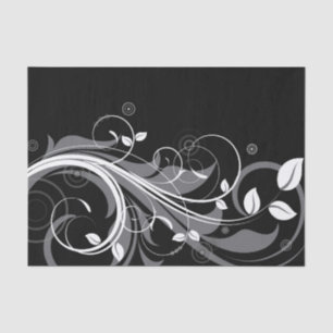 Papel De Seda Teste padrão floral cinzento no preto