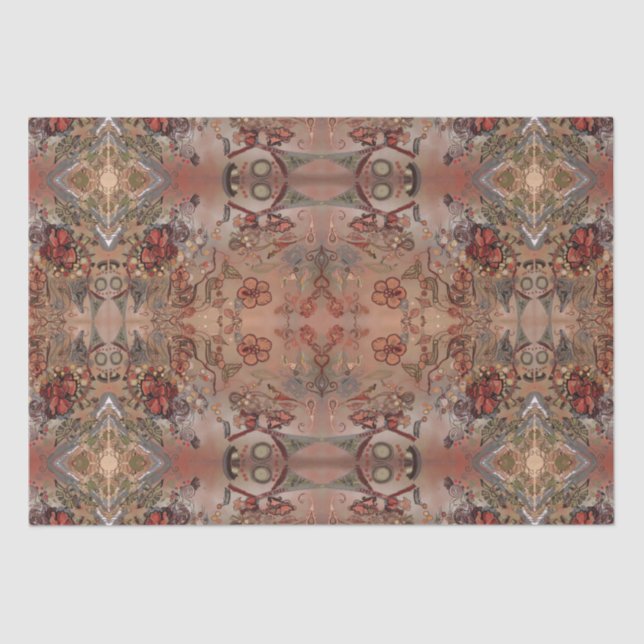 Papel De Seda Teste padrão floral da colagem do art deco de (Frente )