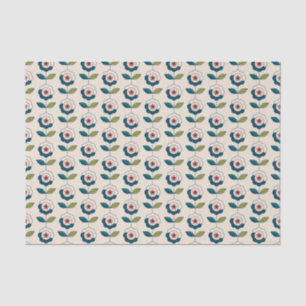 Papel De Seda Teste padrão floral de turquesa retro