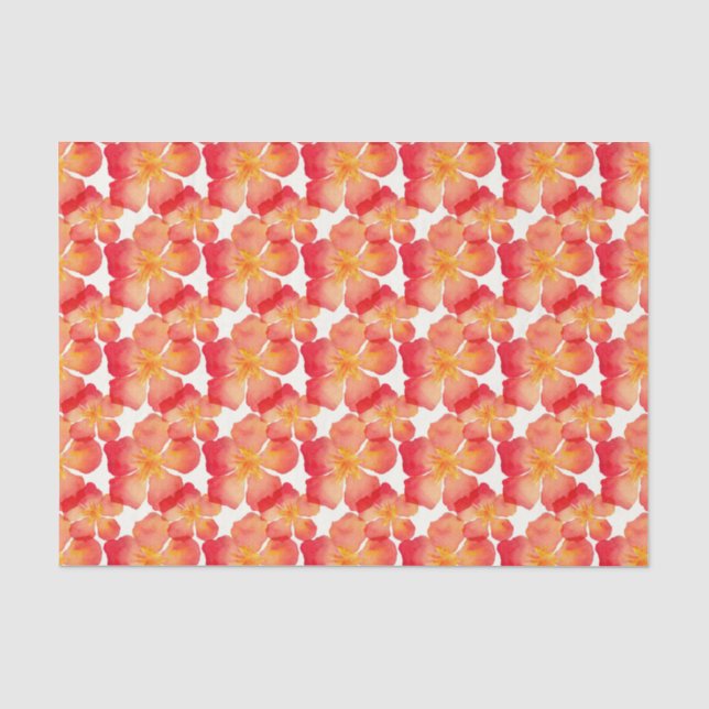 Papel De Seda Teste padrão floral do Oleander alaranjado (Frente )