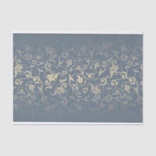 Papel De Seda Teste padrão floral do ouro azul moderno do cadet