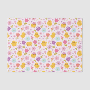 Papel De Seda Teste padrão floral do primavera dos pintinhos do