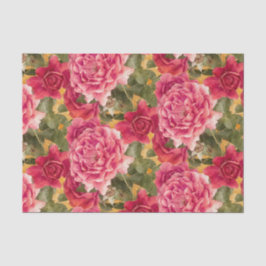 Papel De Seda Teste padrão floral dos rosas cor-de-rosa escuros