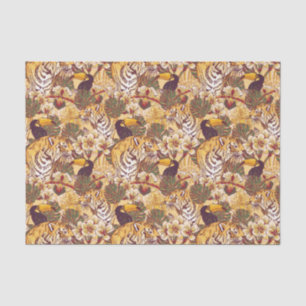 Papel De Seda Teste padrão floral tropical com tigre