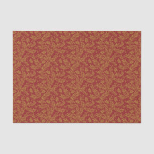 Papel De Seda Teste padrão floral vermelho e Dourado