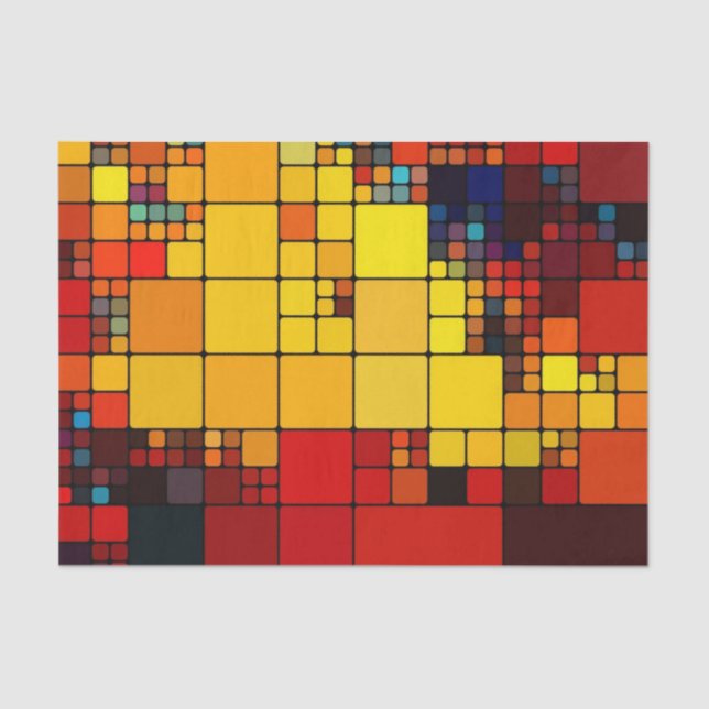 Papel De Seda Teste padrão geométrico do arco-íris vibrante (Frente )