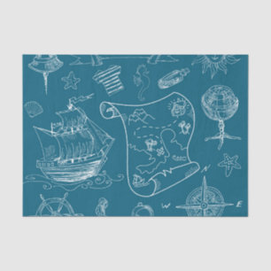 Papel De Seda Teste padrão gráfico náutico do modelo