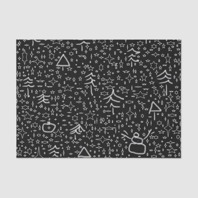 Papel De Seda Teste padrão ilustrado do Natal (Frente )