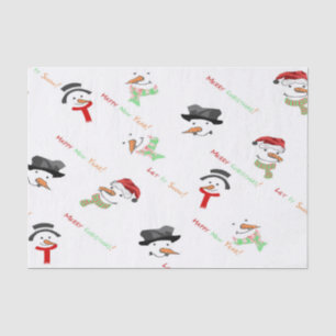Papel De Seda Teste padrão lunático do boneco de neve do Natal