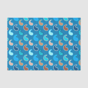 Papel De Seda Teste padrão moderno de Paisley, azul Cerulean,