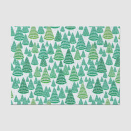 Papel De Seda Teste padrão nevado das árvores de Natal