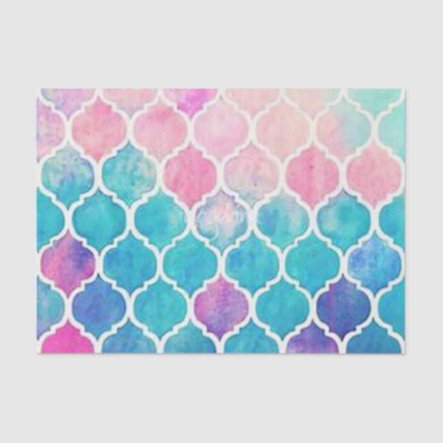 Papel De Seda Teste padrão Pastel de Quatrefoil (Frente )