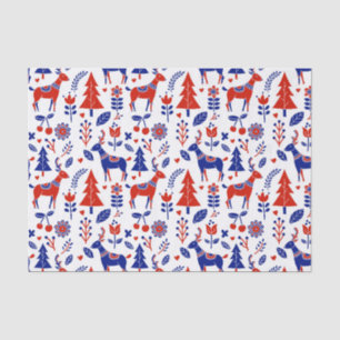 Papel De Seda teste padrão popular escandinavo vermelho e azul