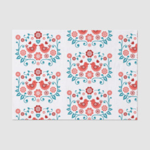 Papel De Seda teste padrão popular escandinavo vermelho e azul