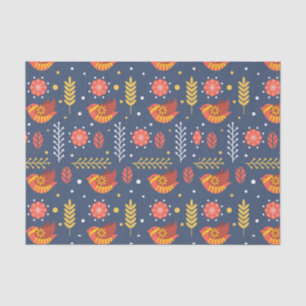 Papel De Seda teste padrão popular escandinavo vermelho e azul