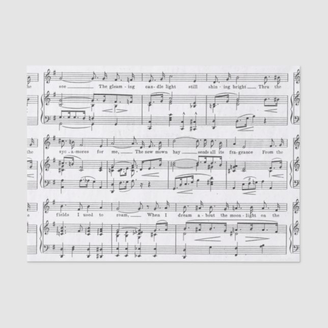 Papel De Seda Teste padrão preto e branco da partitura (Frente )