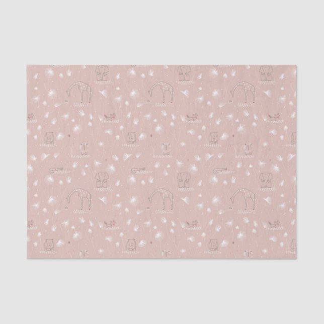 Papel De Seda teste padrão que indica animais bonitos da selva (Frente )