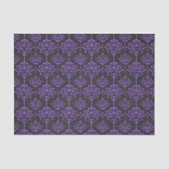 Papel De Seda Teste padrão roxo do quadro do damasco do Dia das (Frente )